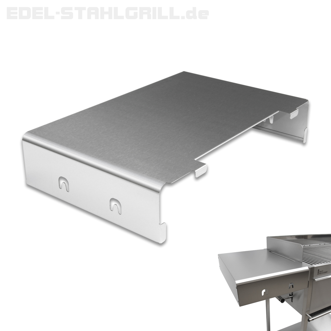 Seitenablage aus Edelstahl für Edelstahlgrill Holzkohlegrill Edelstar XL